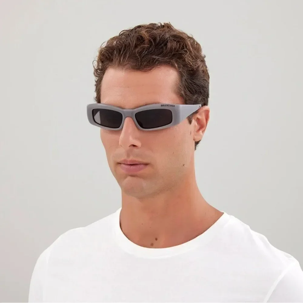SALE! NEW Balenciaga BB0266S 003 Grey Rectangle Unisex Sunglasses